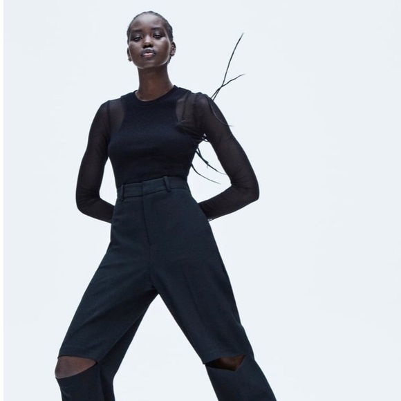 CUTE ZARA TULLE RIBBED TOP - Picture 5 of 6